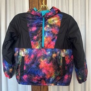 Land’s End Black Celestial Flannel Lined 1/2 Zip Hooded Pullover
